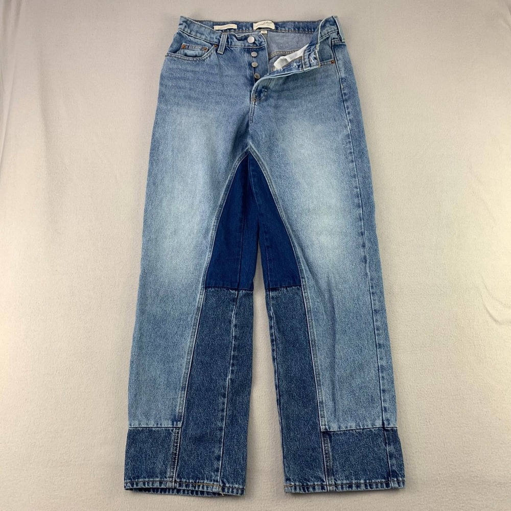 Universal Thread Mid-Rise 90s Baggy Jeans Women 6R Blue Patchwork Denim